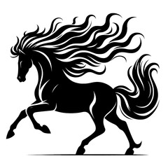 Galloping Horse Silhouette &ndash; Black Animal Vector Illustration