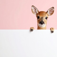 a cute deer with a blank sign