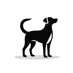 Cute Black Dog Silhouette Illustration &ndash; Simple Flat Vector