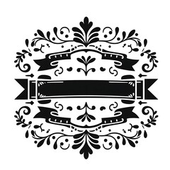 Ornamental Black Silhouette Banner &ndash; Simple Vector Illustration