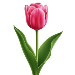 Fototapeta premium Single pink tulip flower isolated on white background