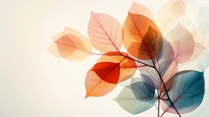 Fototapeta premium Colorful autumn leaves display nature digital artwork soft background aesthetic viewpoint