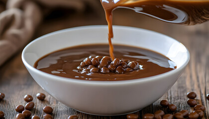 Pouring Haricot Beans and Liquid Into White Bowl