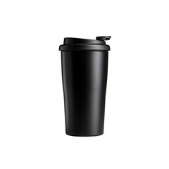 Sleek Black Travel Mug with Lid - Mockup for Branding and Design