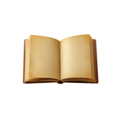 Open Antique Book with Blank Pages, Isolated on Black Background