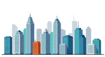 Fototapeta premium Modern cityscape with skyscrapers in flat design