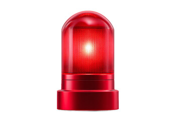 Red Warning Light Beacon Isolated on White Transparent Background