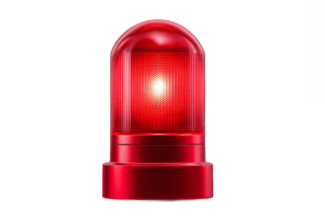 Red Warning Light Beacon Isolated on White Transparent Background