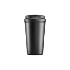 Black Travel Mug Mockup Isolated Reusable Coffee Cup for Branding and Design