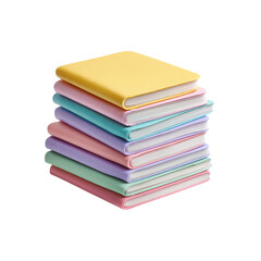 Stack of Pastel-Colored Notebooks on White Background