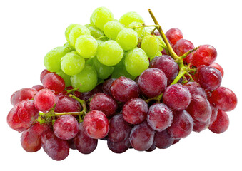 Fototapeta premium Close-up of green and red grapes, clustered together. Fresh, plump, and dewy