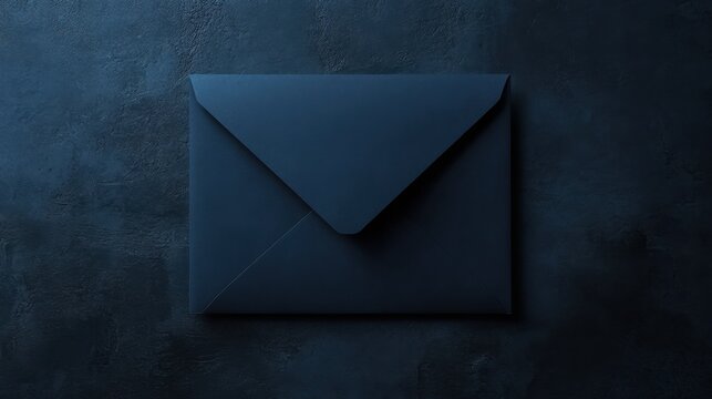 Dark navy blue envelope rests on a textured surface.