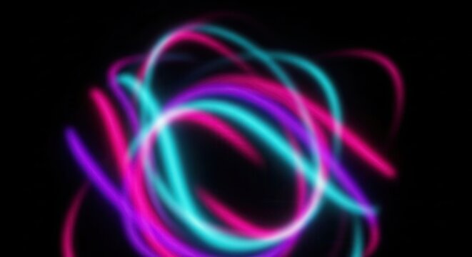 Vibrant Neon Light Trails Abstract Background Design - Powered by Adobe