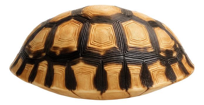 Leopard tortoise shell segment with geometric pattern and domed surface