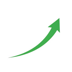Green arrow showing upward trend and growth, isolated on transparent background