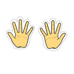 Obraz premium vector illustration of right and left hands with dotted lines on the edges