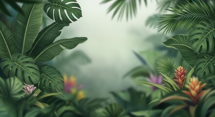 Lush Tropical Leaves Jungle Background Design