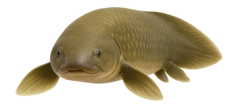Australian lungfish with robust body and rounded, paddle-like fins