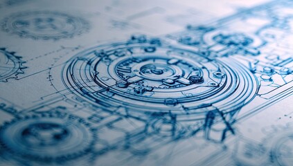Detailed blueprint of intricate mechanical components