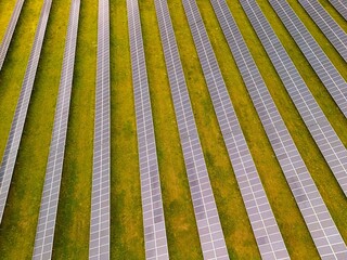 a new solar park seen from a drone	
