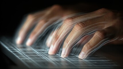 Medium shot of hands selecting transparency statement templates on a laptop