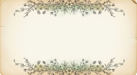 Vintage Floral Frame Watercolor Background Design