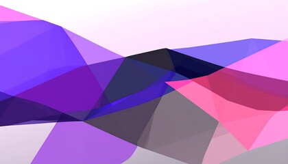 A vibrant, abstract design composed of translucent, overlapping polygons in varying shades of purple, pink, and blue, creating a dynamic and modern aesthetic.
