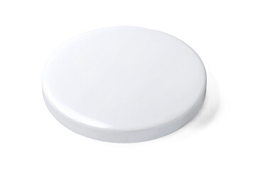Blank white circular button isolated on white transparent background