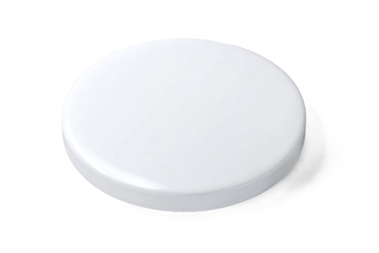 Blank white circular button isolated on white transparent background