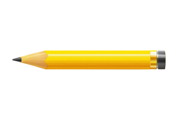 Yellow Pencil Isolated on White Transparent Background