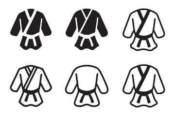 Martial arts icon flat style judo uniform symbol & sign vector illustration on white background
