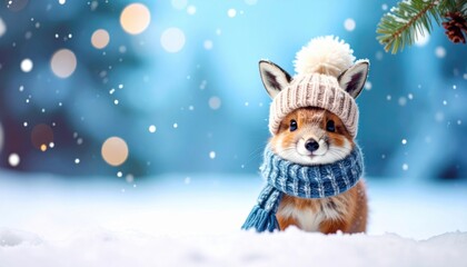 Playful fox in winter wonderland snowy landscape wildlife photography serene environment close-up view winter vibes