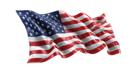 American flag waving in the wind, 3D rendered