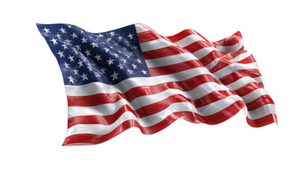 American flag waving in the wind, 3D rendered
