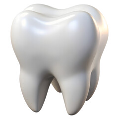 3d icon of a single white tooth isolated on transparent background