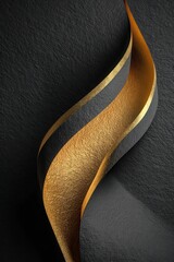 Obraz premium Elegant 3D golden and black abstract design with flowing textures