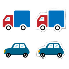 vector illustration of truck and car.