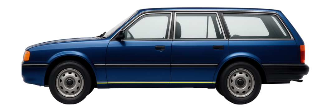 Economy station wagon with steel wheels and manual windows