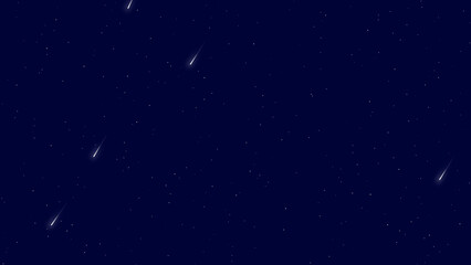 Naklejka premium A celestial spectacle of shooting stars streaking across a deep blue night sky.