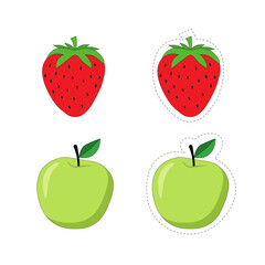 vector illustration of strawberry and apple fruit.