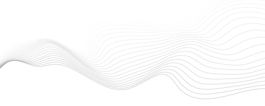 Minimal abstract background with gray color curved lines and elegant wave pattern design. Digital energy waves technology concept modern backdrop design for business, presentation, banner.
