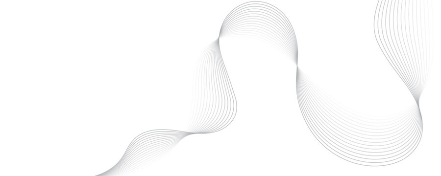Minimal abstract background with gray color curved lines and elegant wave pattern design. Digital energy waves technology concept modern backdrop design for business, presentation, banner.