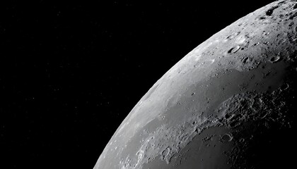 Close-up view of the moon's surface, showcasing the craters and texture.
