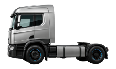 European-style container tractor with cab-over-engine design and panoramic windows