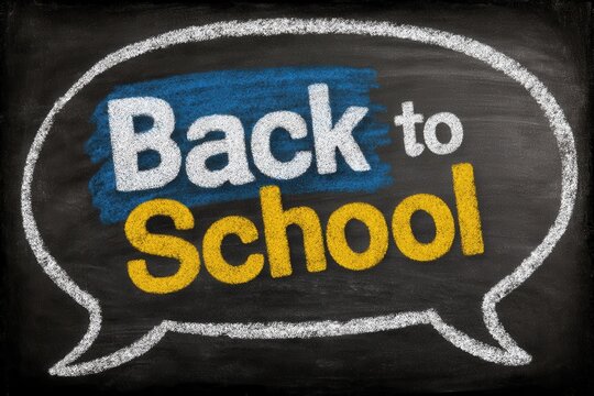 Chalkboard Design Featuring Back to School Text in Speech Bubble