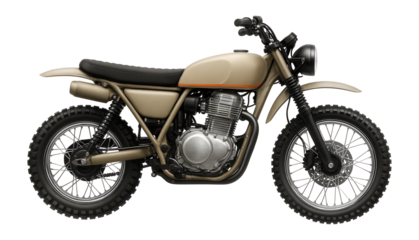 Dirt bike with wire-spoked wheels and single-cylinder engine