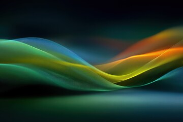 Colorful abstract background with flowing green, blue, and orange curves