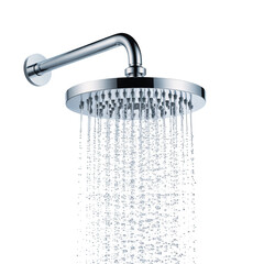 Luxurious Rainfall Showerhead with Chrome Finish provides a refreshing spa-like experience in your bathroom enhancing modern bathroom design transparent  background. © vector river
