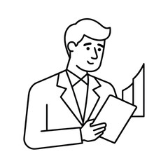 Man in suit reading documents papers