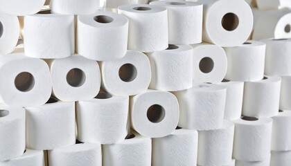 Stack of white toilet paper rolls